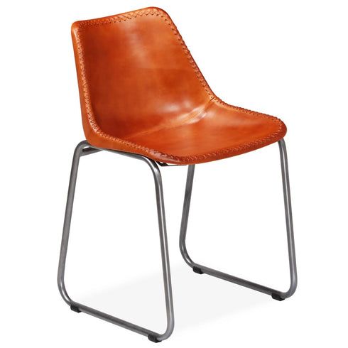 Swen Studio -  Dining Chairs 6 pcs Brown Real Leather
